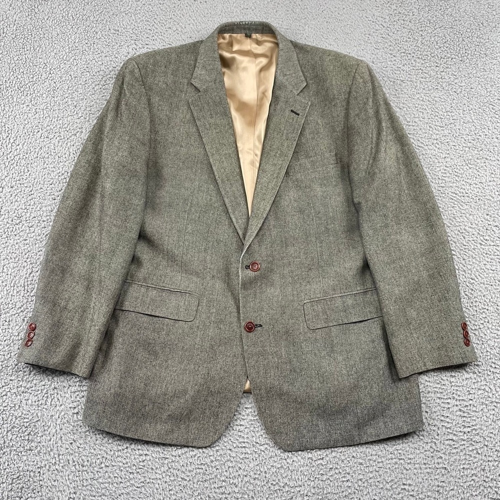 Orvis Sport Coat Mens 46 R Gray Silk Blazer‎ 2 Button Silk Tweed 7X8E